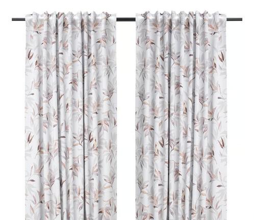 10 stuks verduisterende gordijnen met botanische print, Huis en Inrichting, Stoffering | Gordijnen en Lamellen, Gebruikt, 200 cm of meer