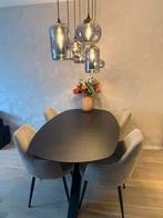 Eettafel deens ovaal zwart, Huis en Inrichting, 100 tot 150 cm, 200 cm of meer, Ophalen of Verzenden, Zo goed als nieuw