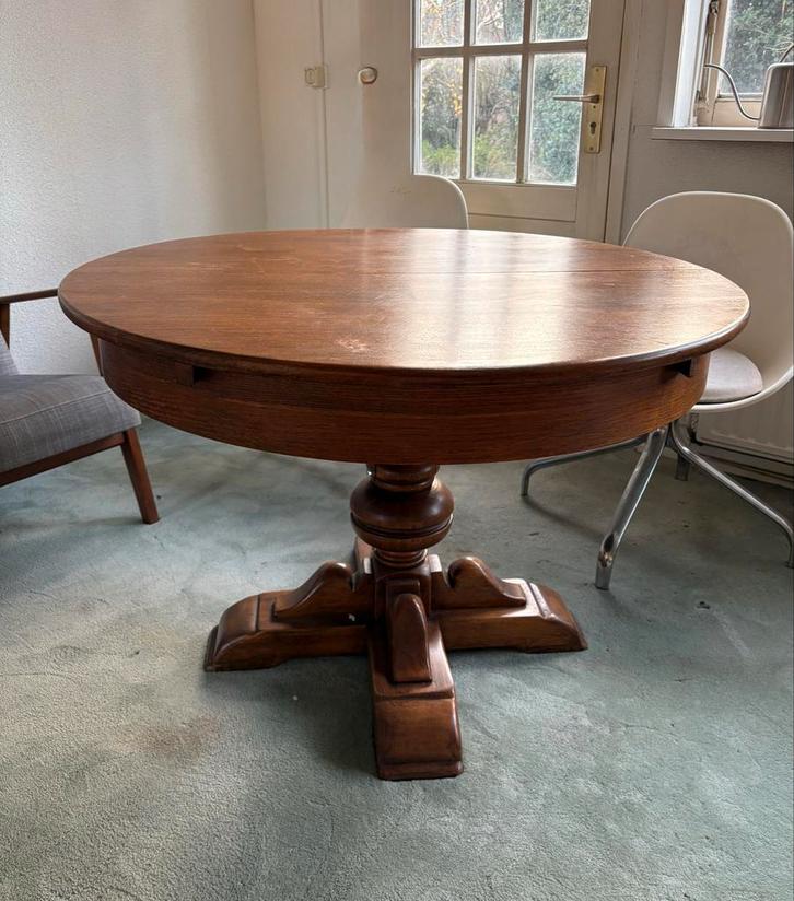 Antieke Eiken Ronde Eettafel, Antiek en Kunst, Antiek | Meubels | Tafels, Ophalen