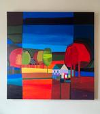 Abstract Landschap Schilderij 1x1m Acrylverf, Antiek en Kunst, Ophalen of Verzenden