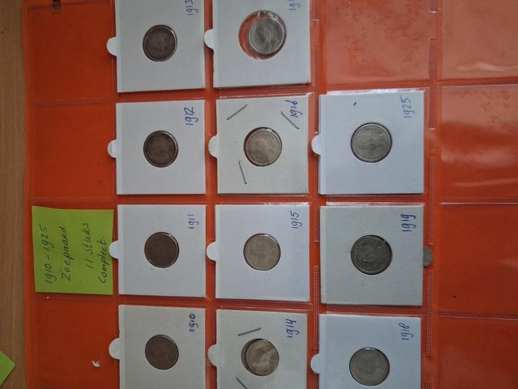 Complete serie 25 cent 1910-1925., Postzegels en Munten, Munten | Nederland, 25 cent, Koningin Wilhelmina, Ophalen of Verzenden
