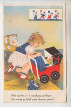 Fantasie - Meisje - Poppenwagen - Willy Schermele, Ophalen of Verzenden, 1940 tot 1960, Gelopen, Overige thema's