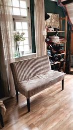 2 bankjes taupe suede, Ophalen, Tweepersoons, Rechte bank, Minder dan 150 cm