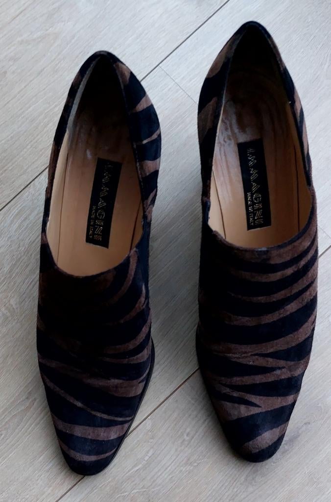 Immagine bruin/zwarte leren pumps maat 38, Pumps, Bruin, Ophalen of Verzenden, Immagine