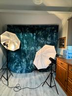 Fotostudio met lampen/flitsers en verschillende achtergrond, Audio, Tv en Foto, Fotografie | Fotostudio en Toebehoren, Ophalen
