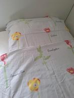 1 persoons dekbedovertrek, licht grijs met bloemen, Gebruikt, Eenpersoons, Dekbedovertrek, Ophalen of Verzenden