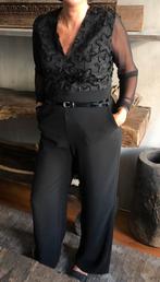 Elegante zwarte jumpsuit met  bloemen van D’exterior, Kleding | Dames, Ophalen of Verzenden, Zo goed als nieuw, Maat 38/40 (M)