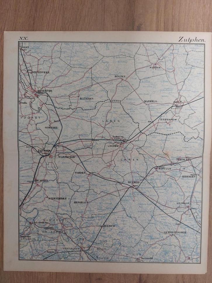 20 / Zutphen / Deventer/ Gorssel / Holten/ Wehl /Litho 1885, Antiek en Kunst, Kunst | Litho's en Zeefdrukken, Ophalen of Verzenden