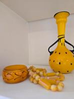 Bakeliet lange gele ketting ,vintage, Sieraden, Tassen en Uiterlijk, Antieke sieraden, Ophalen of Verzenden, Overige materialen