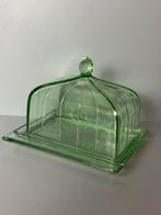 Vintage Groene Persglazen Botervloot met Stolp, Antiek en Kunst, Ophalen of Verzenden