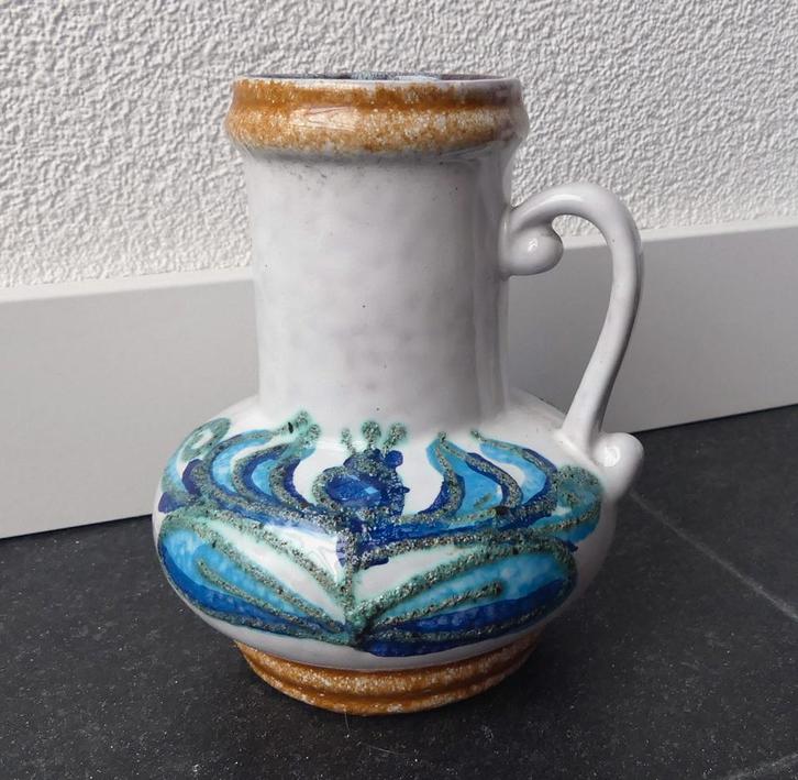Strehla 9012 vintage vaas blauw distel fat lava West-Germany, Huis en Inrichting, Woonaccessoires | Vazen, Gebruikt, Blauw, Minder dan 50 cm