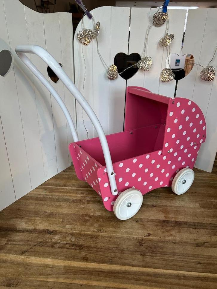 Poppenwagen stippen, Kinderen en Baby's, Speelgoed | Houten speelgoed, Gebruikt, Duw- of Trekspeelgoed, Ophalen of Verzenden