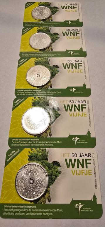 5x WNF Vijfje 2011 - Officiële Herdenkingsmunt beschikbaar voor biedingen