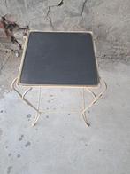 Vintage bijzettafel met metalen frame, Caravans en Kamperen, Caravan accessoires, Ophalen of Verzenden, Gebruikt