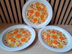 3x vintage dinerbord Pontesa Ironstone, Huis en Inrichting, Ophalen of Verzenden, Gebruikt, Overige stijlen, Bord(en)