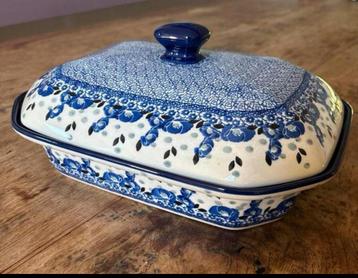 Bunzlau Ovenschaal met Deksel - Prachtig Blauw-Wit beschikbaar voor biedingen
