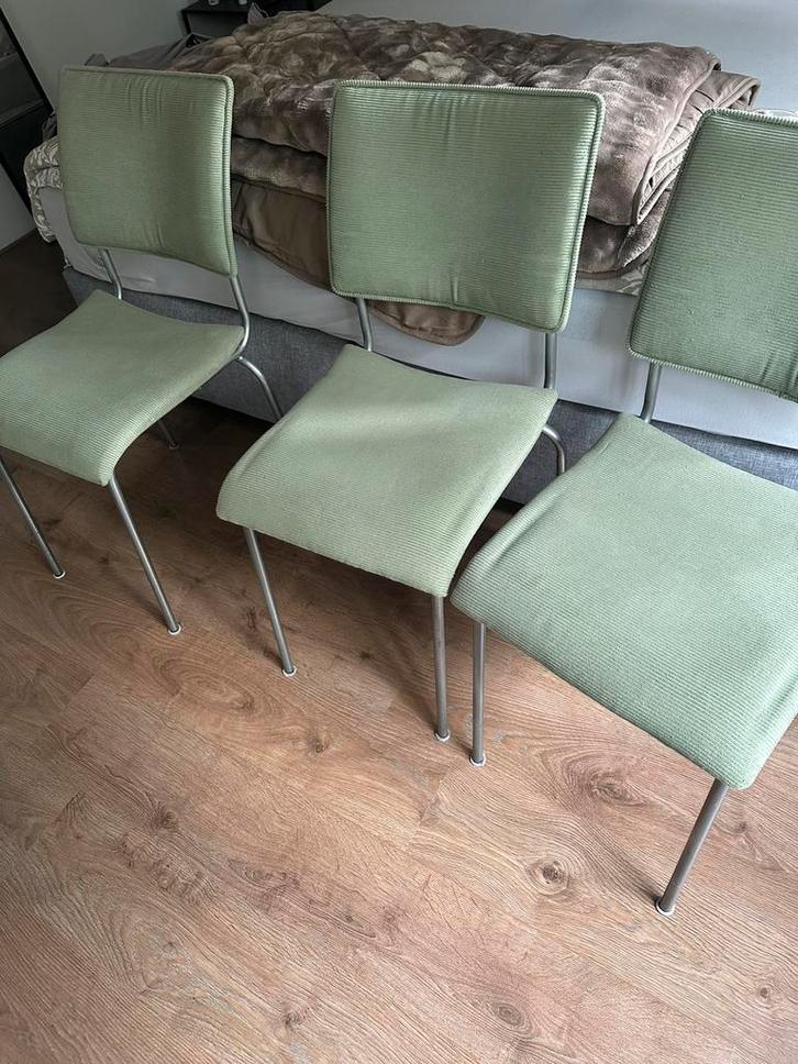 Vier retro rib stoelen, Huis en Inrichting, Stoelen, Zo goed als nieuw, Vier, Overige kleuren, Ophalen