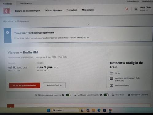 2x retour treinticket Viersen (nabij Venlo) - Berlijn., Tickets en Kaartjes, Trein, Bus en Vliegtuig