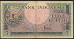 Indonesia 5 Rupiah 1957, Verzenden, Zuidoost-Azië, Los biljet