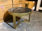 Bijzettafel / goud met zwart marmer blad, Minder dan 55 cm, Metaal of Aluminium, Rond, Zo goed als nieuw