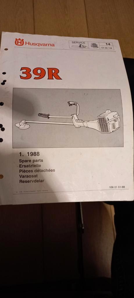 Husqvarna 39R Bosmaaier Instructie/Onderdelen Boek, Witgoed en Apparatuur, Zonnebanken en Gezichtsbruiners, Gebruikt, Overige modellen