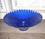 Blauw glazen schaal Vintage Jaren 70?, Schaal, Rond, Ophalen of Verzenden, Glas