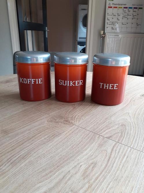 Hele mooie set emaille voorraadbussen, Antiek en Kunst, Antiek | Emaille, Ophalen of Verzenden