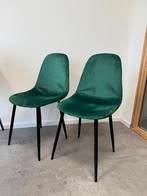 Twee groene velours stoelen - nette staat!, Ophalen, Zo goed als nieuw, Overige kleuren, Twee
