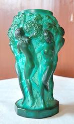 Jr 30 Kurt Schlevogt design vaas groen opaline glas antiek, Antiek en Kunst, Ophalen of Verzenden