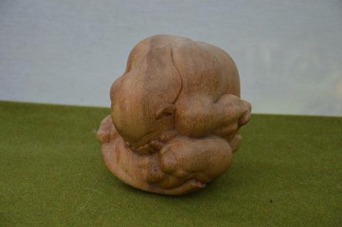Vintage houten beeld Orang Malu huilende Boeddha Yogiman, Huis en Inrichting, Woonaccessoires | Boeddhabeelden, Gebruikt, Ophalen of Verzenden