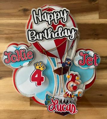 Taarttopper gepersonaliseerd Jokie & Jet herbruikbaar beschikbaar voor biedingen