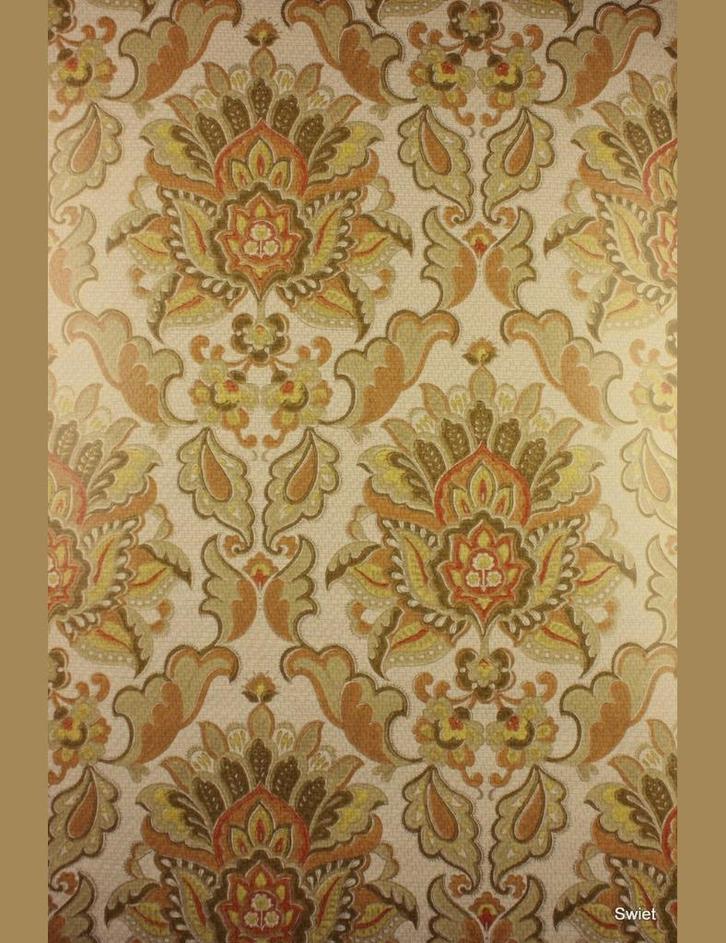 4690 70s barok behang terra mosgroen bruin klassiek swiet, Huis en Inrichting, Stoffering | Behang, Bruin, 75 m² of meer, Ophalen of Verzenden