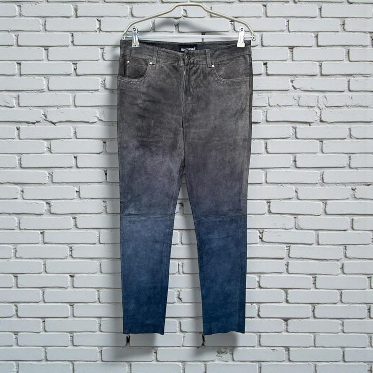 Ibana Broek Maat 36 Grijs Straight Leg Suède Leer, Kleding | Dames, Broeken en Pantalons, Zo goed als nieuw, Maat 36 (S), Grijs