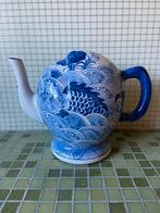 Chinese Cadogan-theepot – blauw-wit met vissenmotief, Antiek en Kunst, Antiek | Servies los, Ophalen of Verzenden