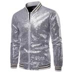 Heren zilveren glitter baseball jas jack zomerjas glimmende, Kleding | Heren, Jassen | Zomer, Verzenden, Nieuw