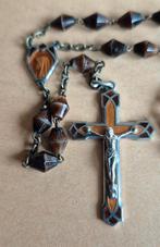 80-46 prachtige vintage Maria bruine glas rozenkrans, Verzamelen, Ophalen of Verzenden, Zo goed als nieuw, Beeld(je)