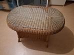 Rieten salontafel met glasplaat - 90x60x55 cm, Huis en Inrichting, Tafels | Salontafels, Ophalen, Gebruikt, 50 tot 100 cm, 50 tot 75 cm