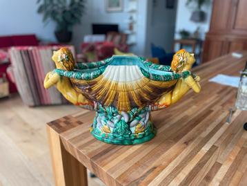 Vintage Majolica Bloempot Schelp Zeemeermin beschikbaar voor biedingen