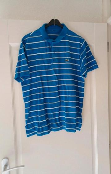 Lacoste Polo Shirt Blauw Gestreept Maat L beschikbaar voor biedingen