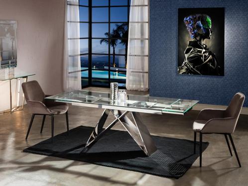 Eettafel Mika design RVS uitschuifbare eetkamertafel 160-220, Huis en Inrichting, Woonaccessoires | Overige, Nieuw, Ophalen