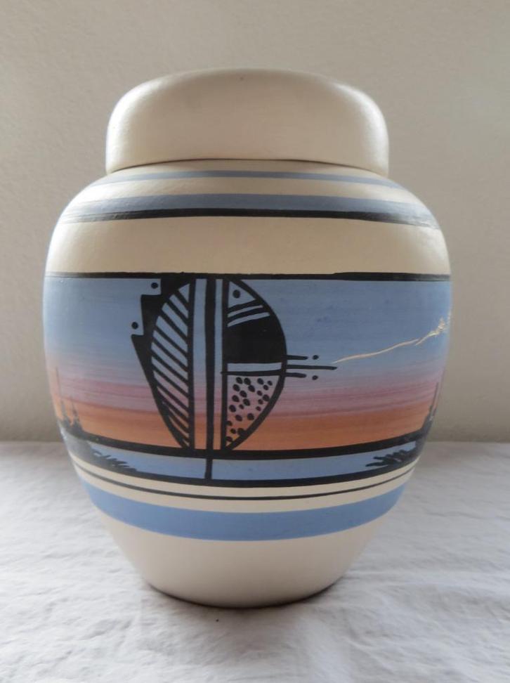 Navajo aardewerk pot met deksel, handgemaakt, jaren '70, Antiek en Kunst, Antiek | Keramiek en Aardewerk, Ophalen of Verzenden