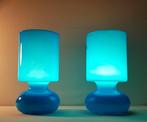 Twee blauwe tafellampen - Ikea, Lykta / Retro, Ophalen of Verzenden, Minder dan 50 cm, Glas