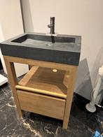 Badmeubel 60 cm MASSIEF EIKEN van €1800 nu €650 NEW, Nieuw, Minder dan 100 cm, Wastafelkast, 25 tot 50 cm