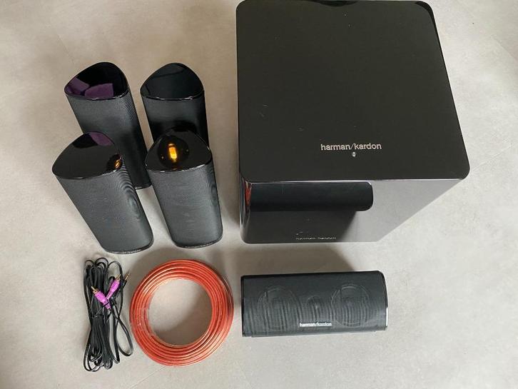 Harman Kardon HKTS 16 5.1 surround set + speaker standaards, Audio, Tv en Foto, Luidsprekers, Zo goed als nieuw, Complete surroundset