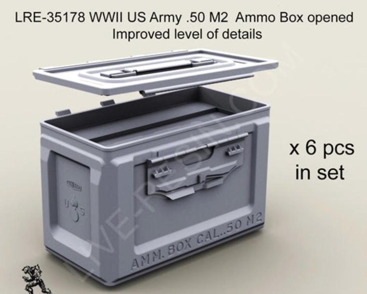 LiveResin LRE35178 WWII US Army .50 M2 Ammo Box - Open 1/35, Hobby en Vrije tijd, Modelbouw | Figuren en Diorama's, Nieuw, 1:35 tot 1:50
