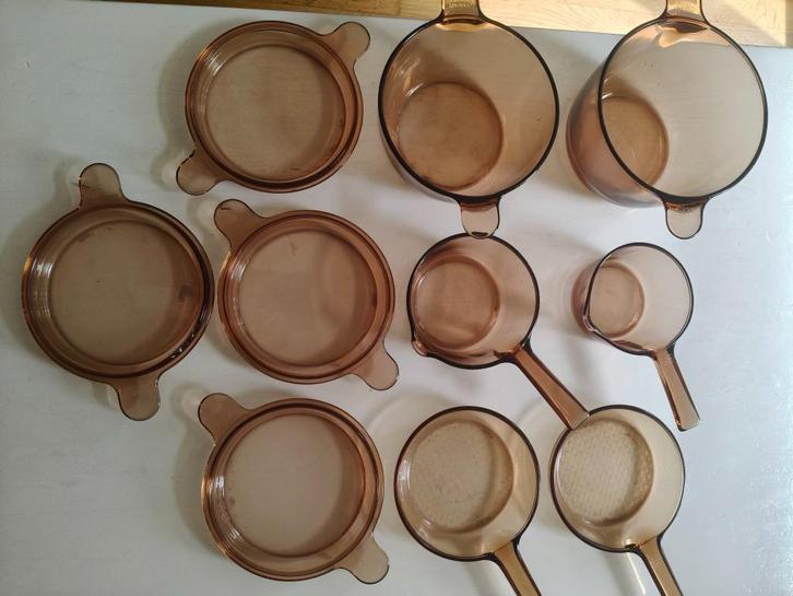 Corning vision glas pannen, Huis en Inrichting, Keuken | Potten en Pannen, Gebruikt, Pannenset, Glas, Ophalen