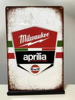 Milwaukee Aprillia Gulf metalen reclamebord (Old Look), Verzamelen, Merken en Reclamevoorwerpen, Reclamebord, Nieuw, Ophalen of Verzenden