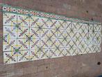 212x73,5cm kleurrijke antieke Franse tegels met rand, Ophalen