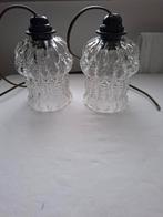2 stuks retro glazen hanglampen, Huis en Inrichting, Lampen | Hanglampen, Ophalen of Verzenden, Gebruikt, Glas, Minder dan 50 cm