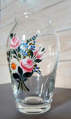 Antiek kristallen vaas handbeschilderd, Antiek en Kunst, Antiek | Glas en Kristal, Ophalen of Verzenden